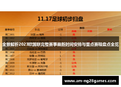 全景解析2023欧国联完整赛事最新时间安排与重点赛程盘点全览 全景解析2023欧国联完整赛事最新时间安排与重点赛程盘点全览